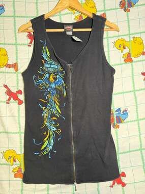 Vintage 2011 Harley-Davidson Phoenix Graphic Zip-Front Tank Top Vest Size XL